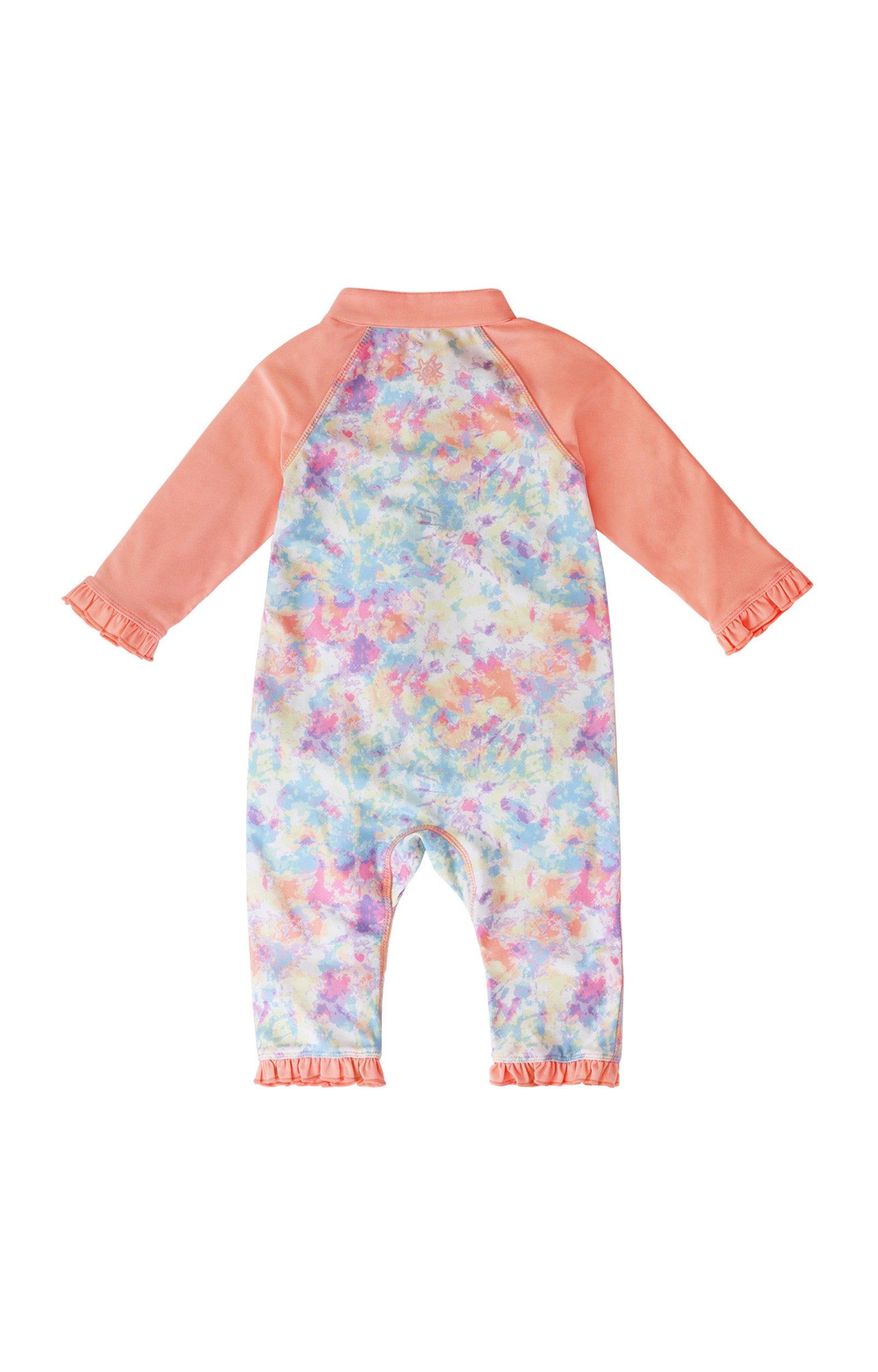 back of the baby girls long-sleeve swimsuit in tie dye splash|tie-dye-splash