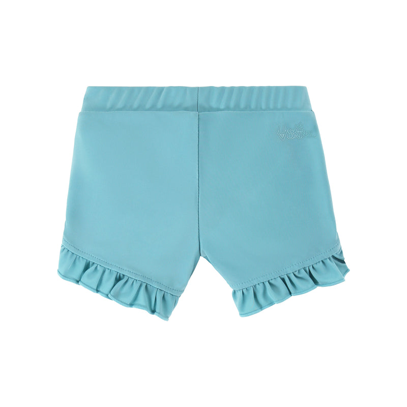 back view of baby girls swim shorties in lakeshore|lakeshore
