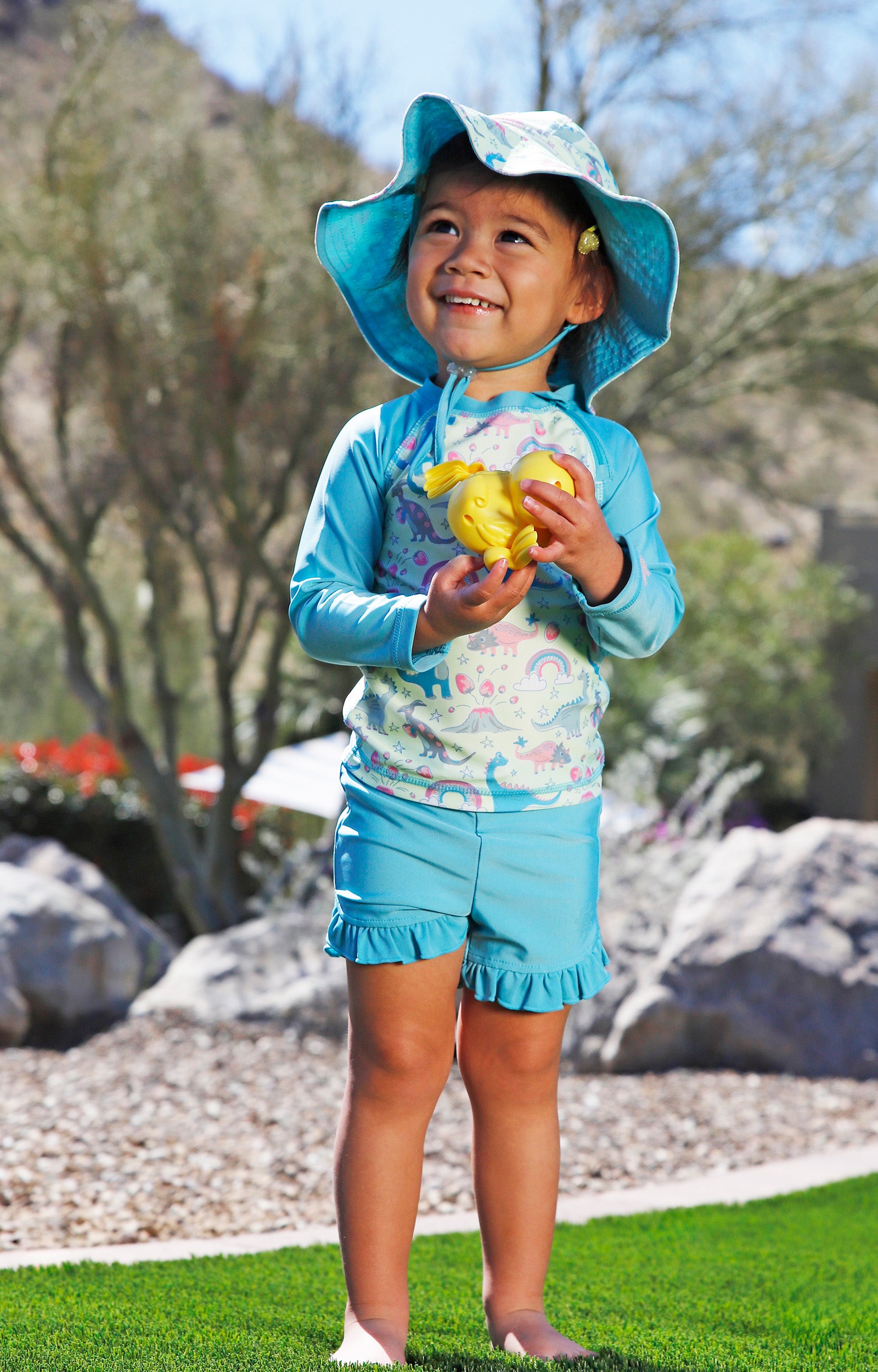 baby in ruffled swim shorties|lakeshore