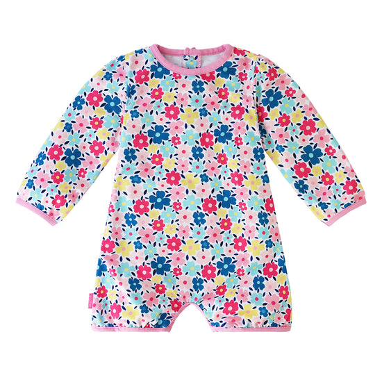 Baby girl's hoodied sunzie in colorful garden|colorful-garden