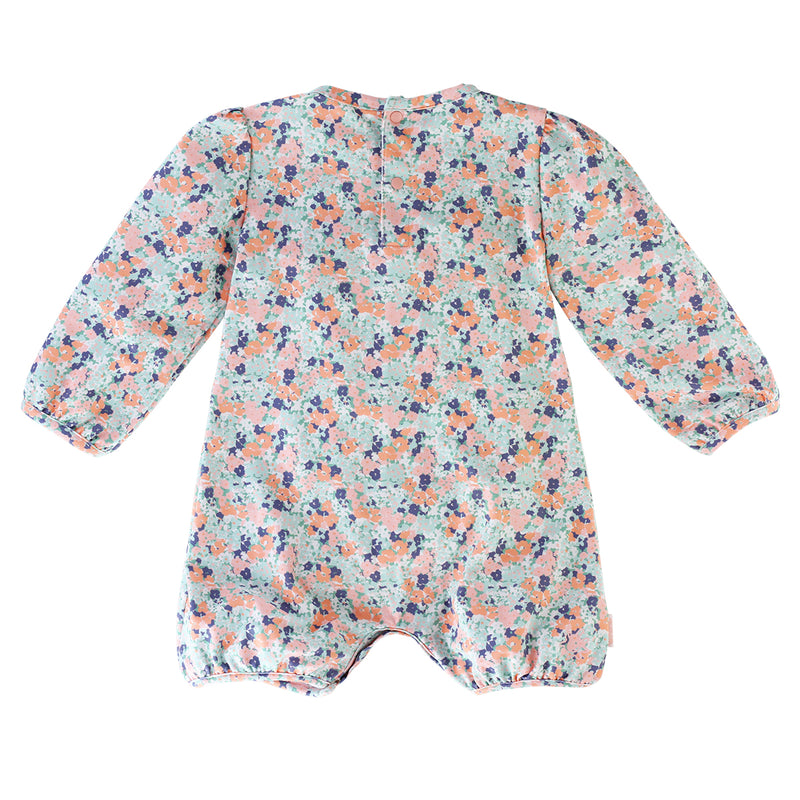 back of UV Skinz's baby girl's UV onesie in meadow bloom|meadow-bloom