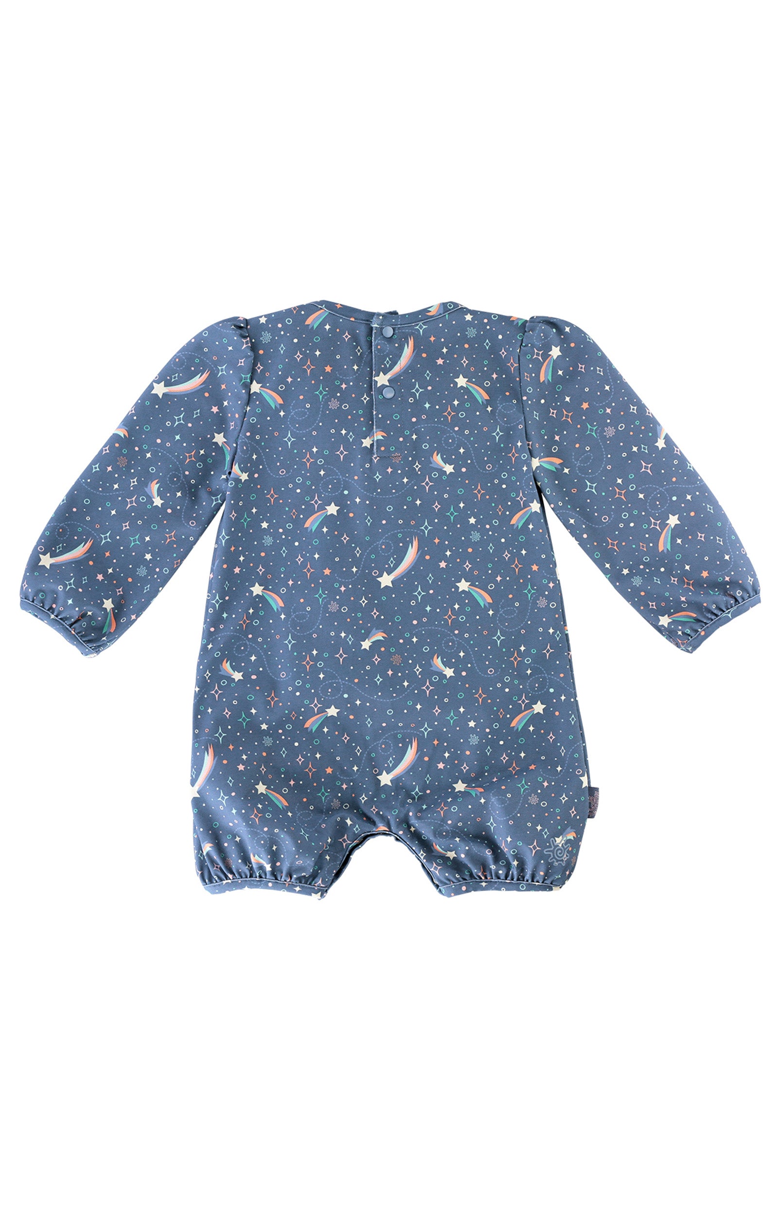 back of UV Skinz's baby girl's onesie in twinkle stars|twinkle-stars