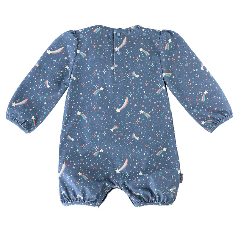 back of UV Skinz's baby girl's onesie in twinkle stars|twinkle-stars