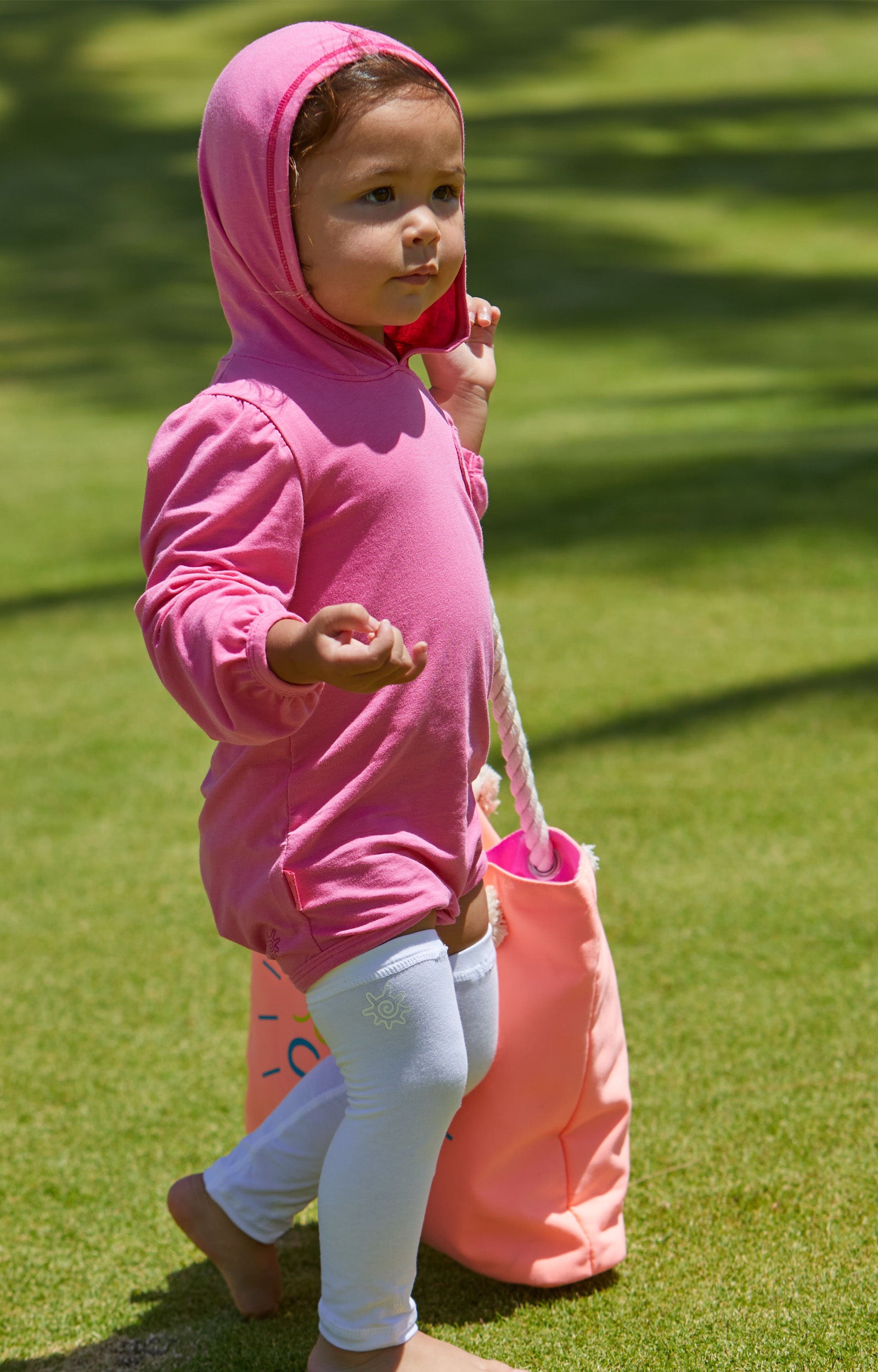 Baby Girl in Baby Girl's Hooded Sunzie in Bubblegum|bubblegum