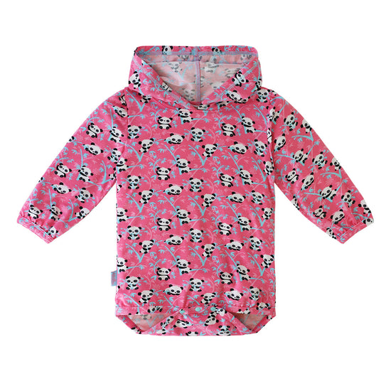 Baby Girl's Hooded Sunzie in Curious Pandas|curious-pandas