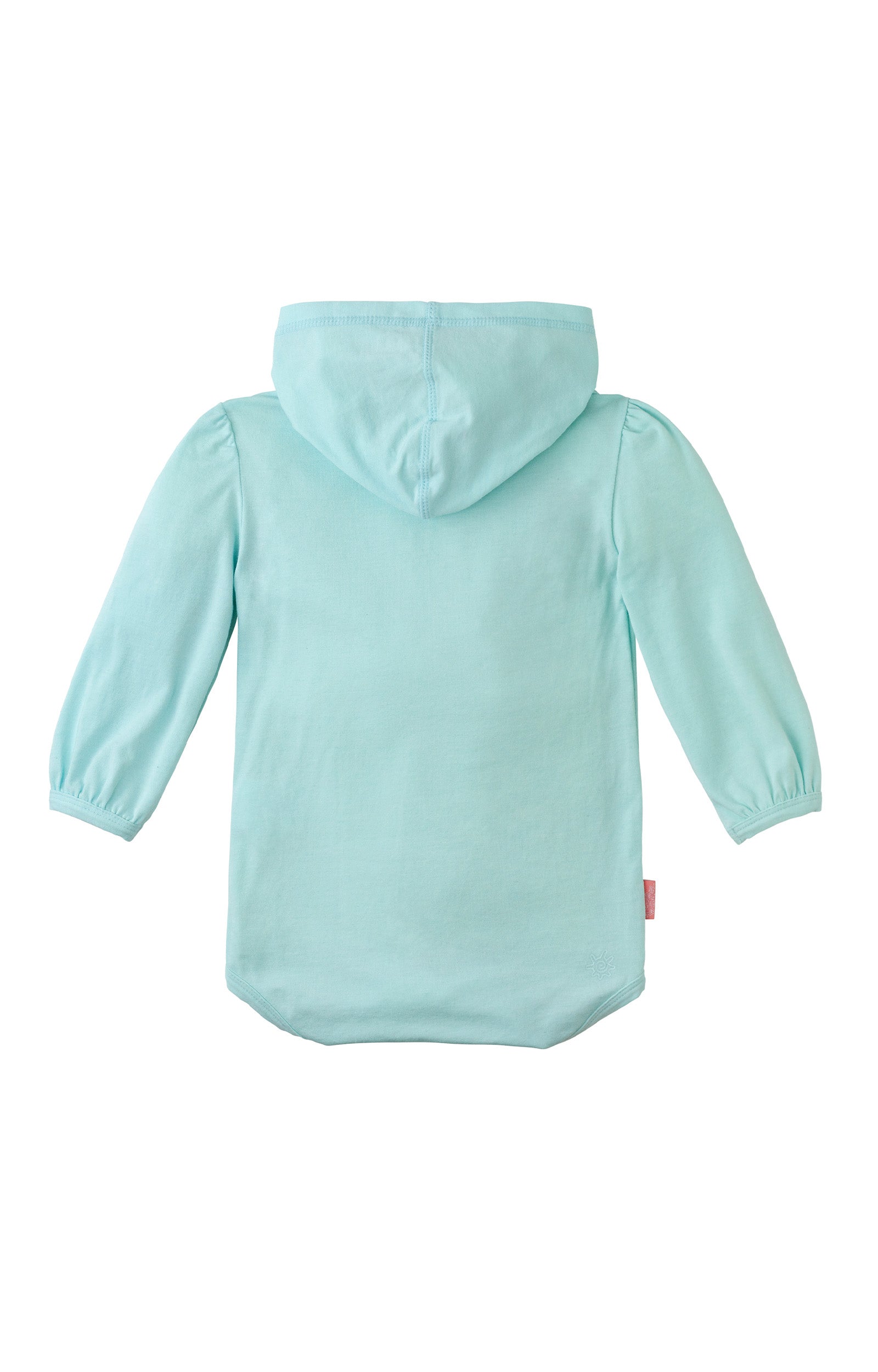 Back of the Baby Girl's Hooded Sunzie in Peek-A-Boo-Tiger|peek-a-boo-tiger
