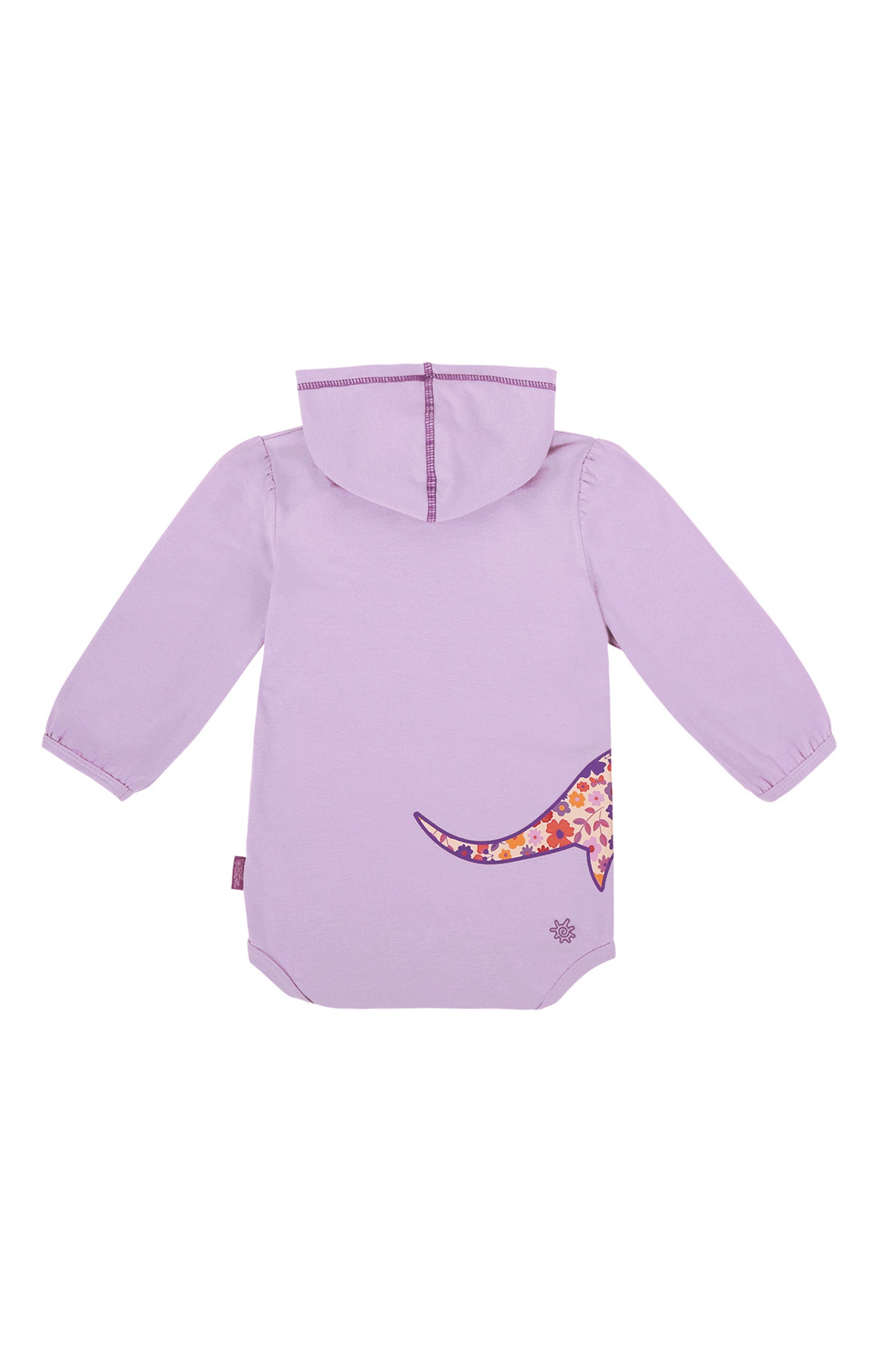 baby girl upf hooded onesie back view|tubin-dino