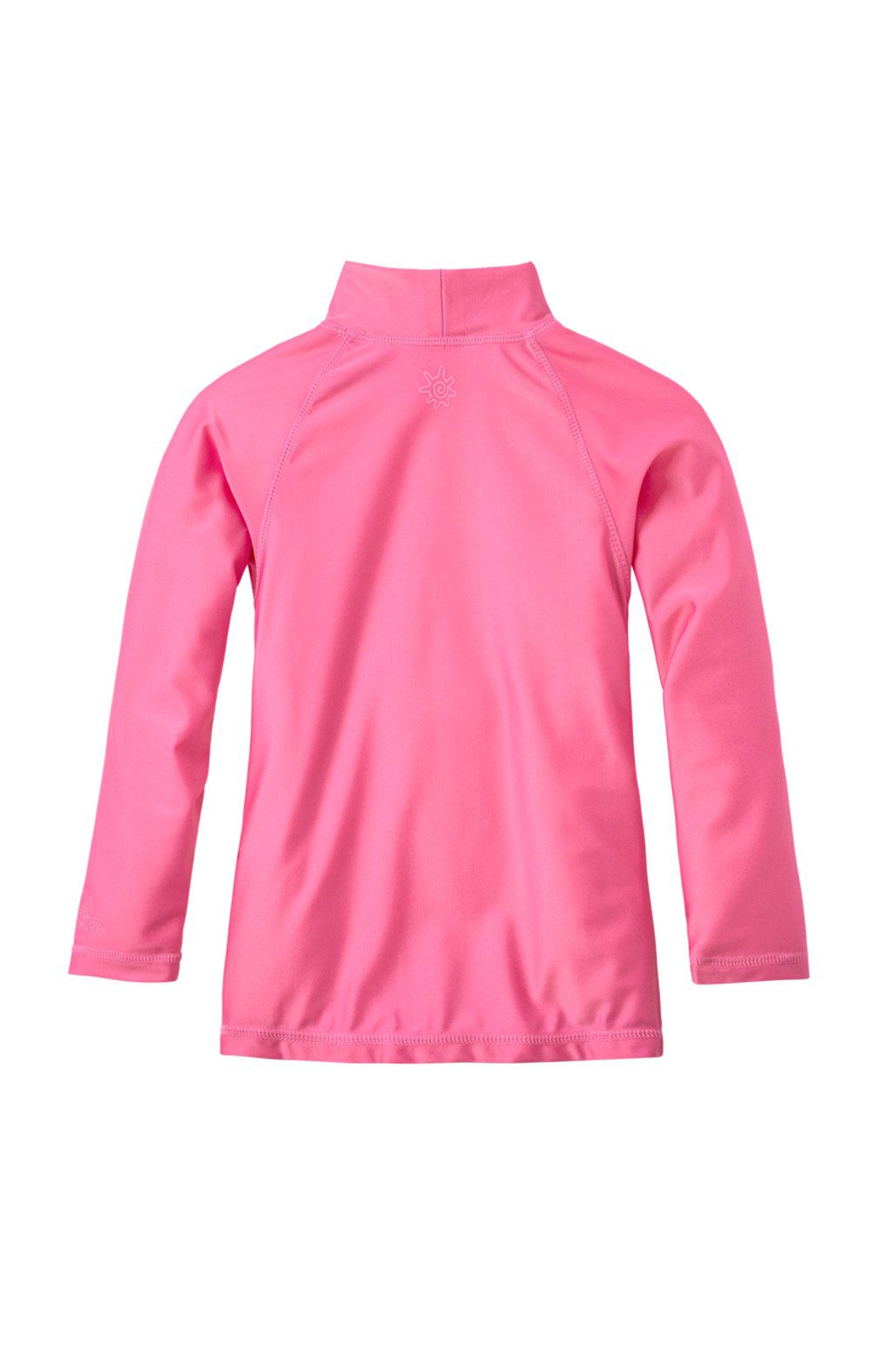 back of the baby long sleeve swim shirt in bubblegum|bubblegum
