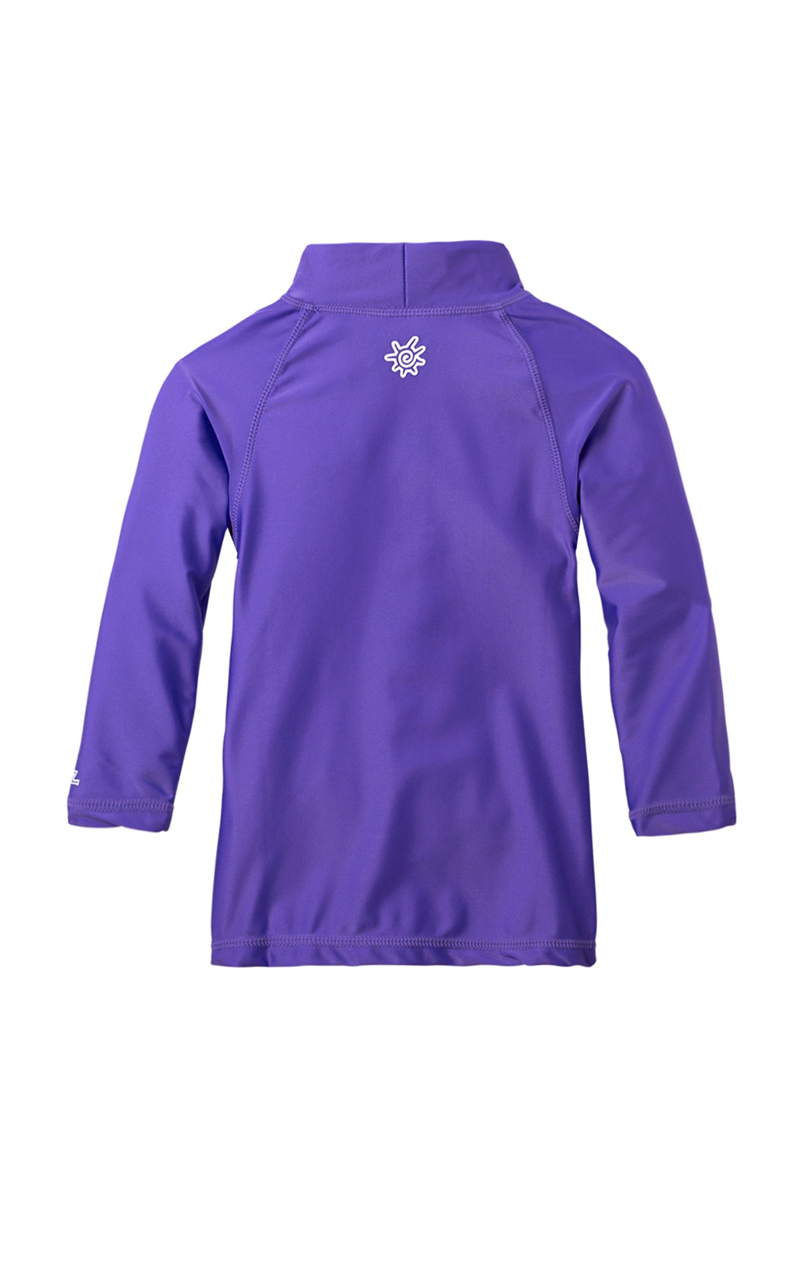 back of the baby long sleeve swim shirt in purple|purple