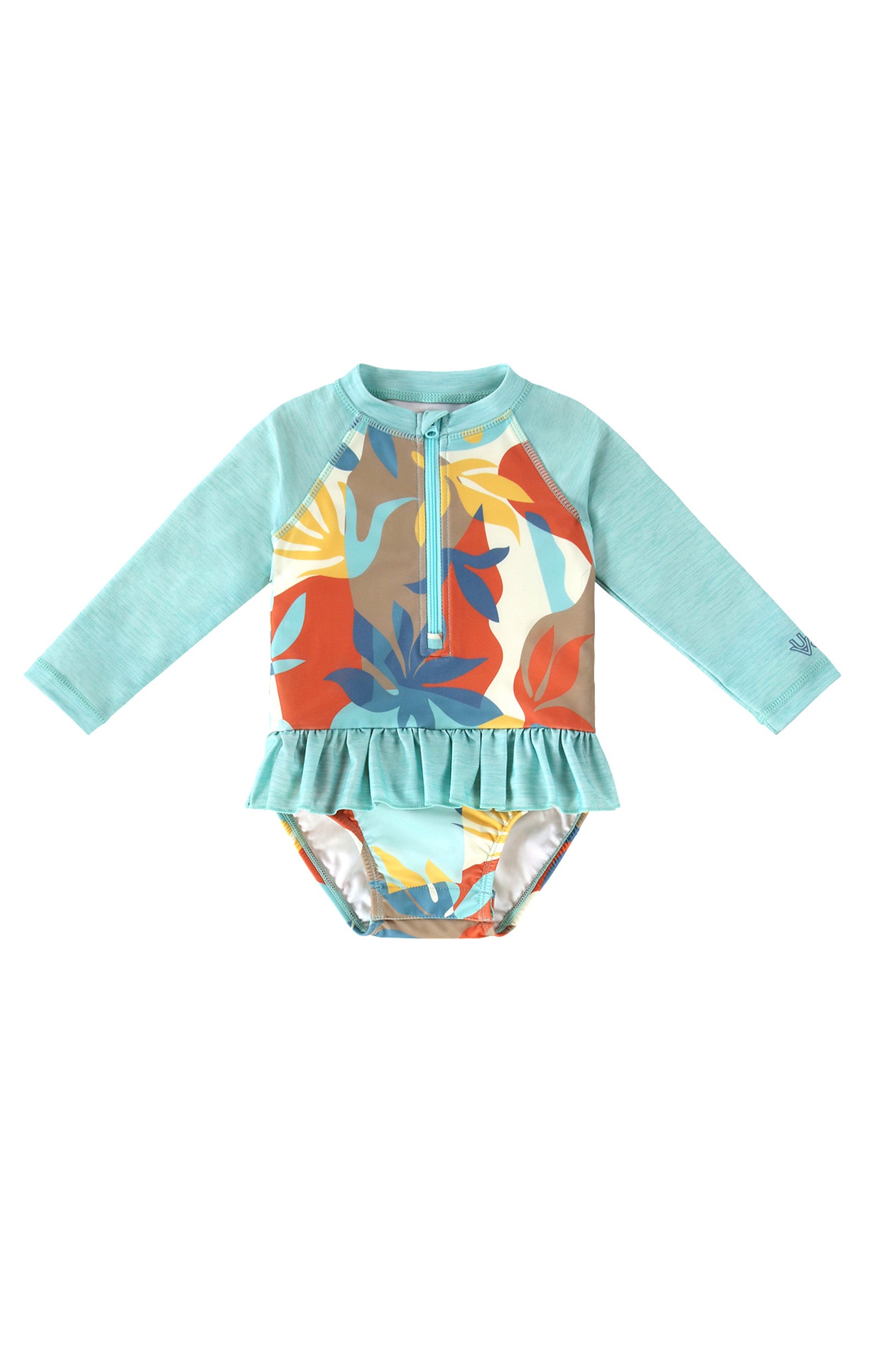 baby girl long sleeve ruffled swim suit in beach picasso|beach-picasso