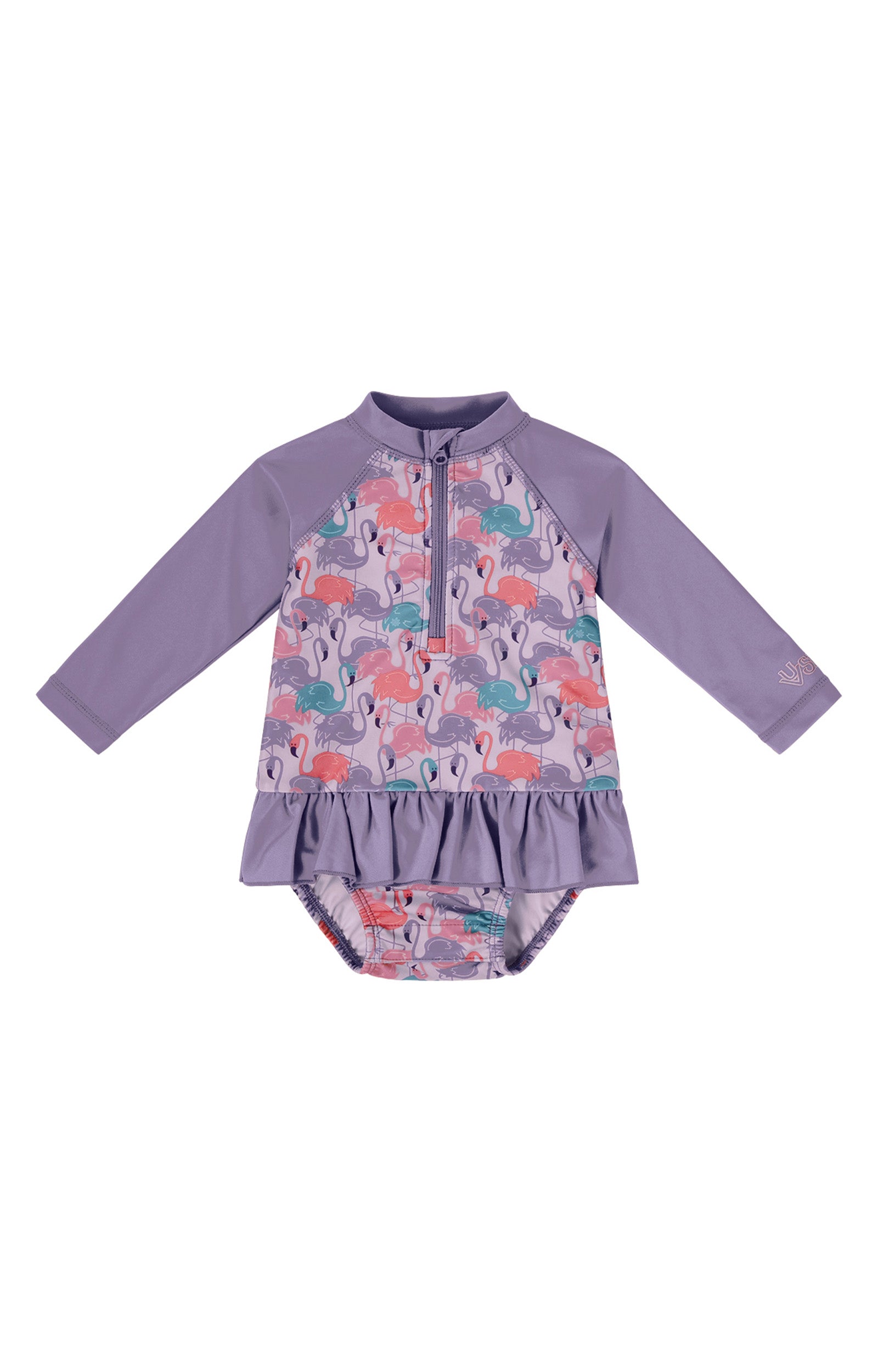 uv skinz baby girls ls ruffled swim suit|fancy-flamingos