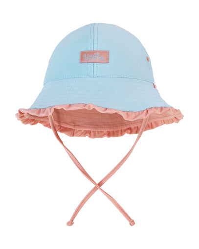 baby girl reversible swim hat in aquamarine dusty pink|aquamarine-dusty-pink