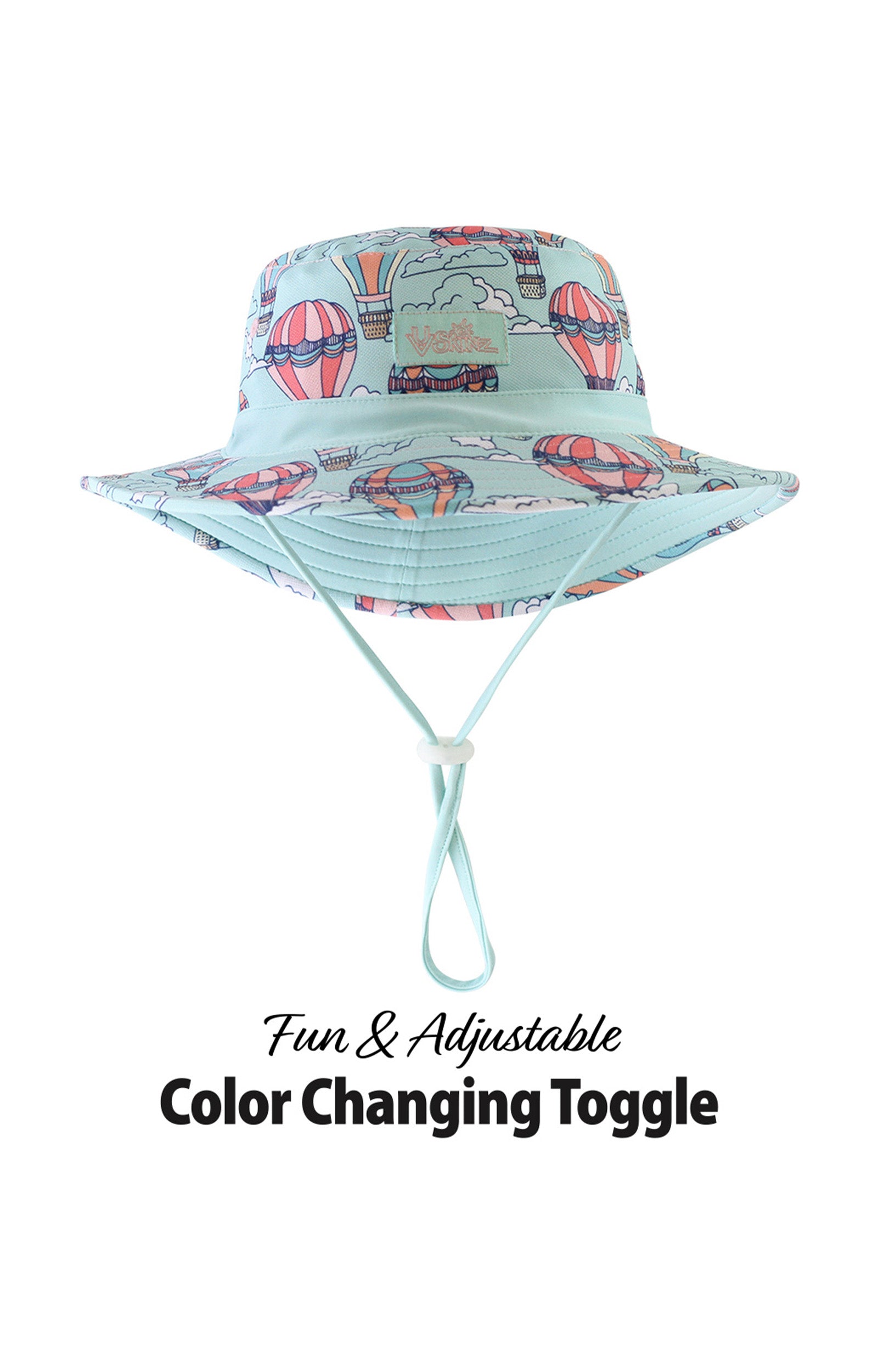 Close up of UV Skinz's baby girl's swim hat in balloon chase|balloon-chase