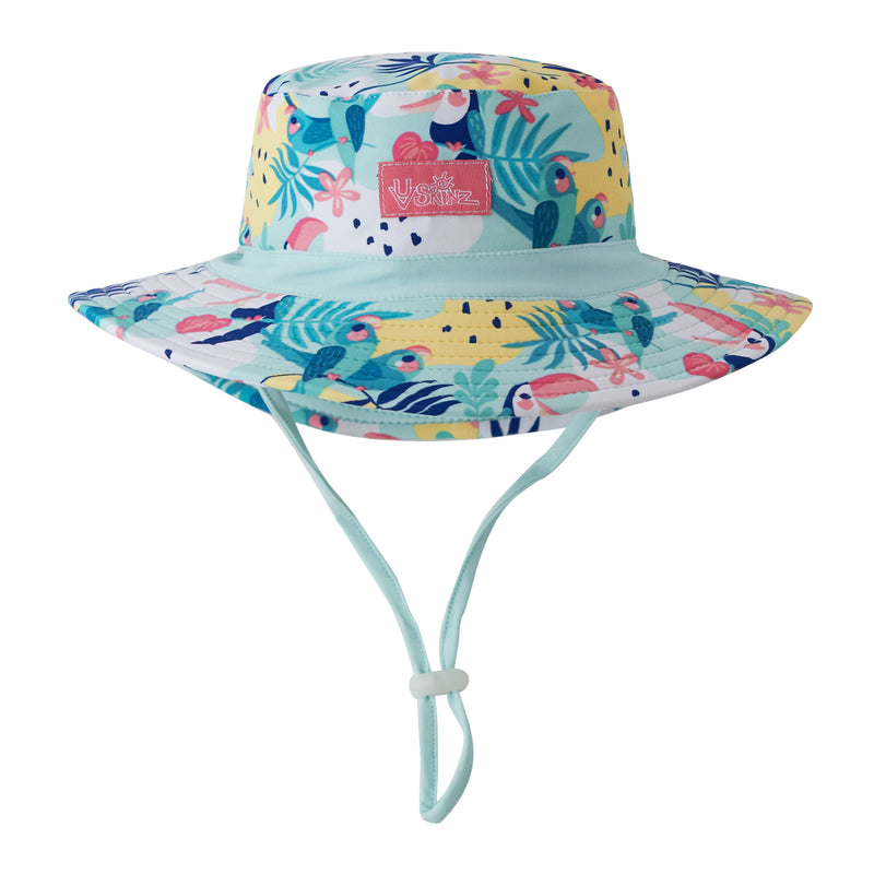 baby girl's swim hat in beach glass toucan|beach-glass-toucan