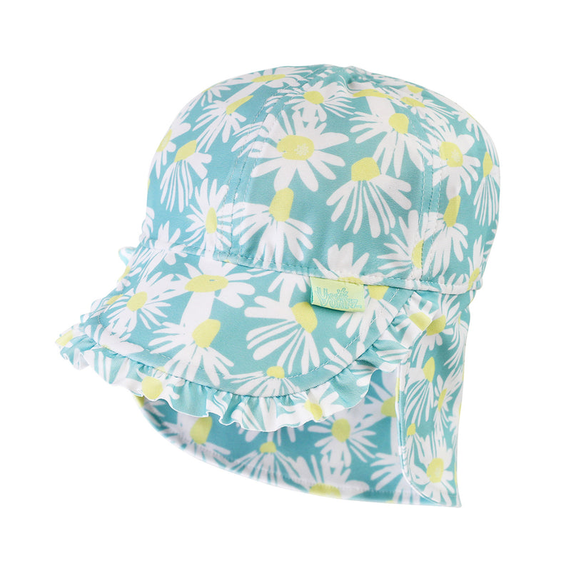 baby girl's swim flap hat in birds in daisy field|daisy-field