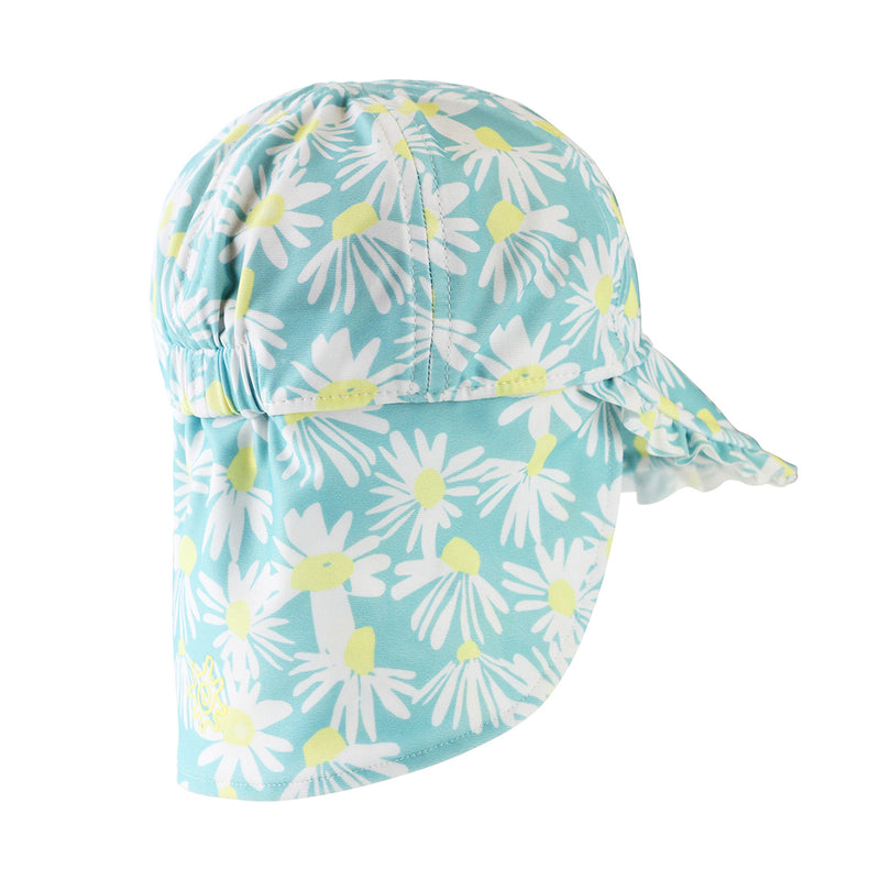 back of the baby girl's swim flap hat in birds in daisy field|daisy-field