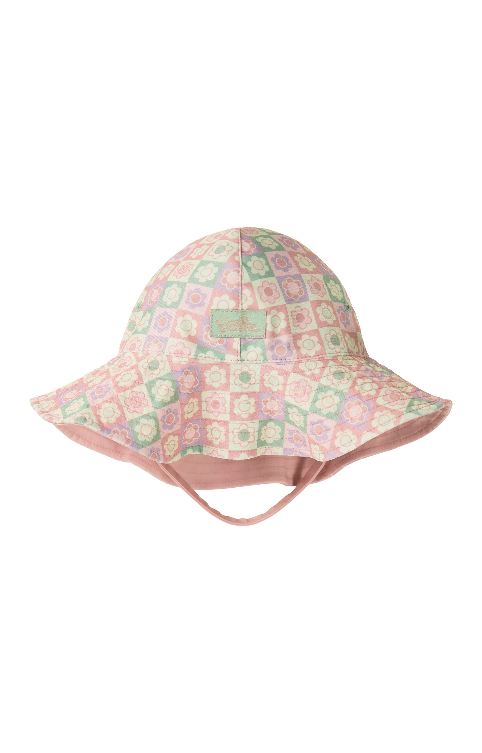 baby girls scalloped bucket hat in tiled flowers|tiled-flowers