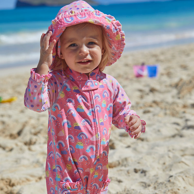 UV Skinz's baby girl's reversible sun hat in over the rainbow|over-the-rainbow