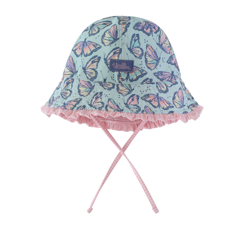 UV Skinz's baby girl's reversible sun hat in sweet butterflies|sweet-butterflies