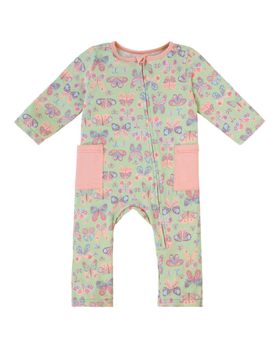 baby long sleeve everyday romper in boho butterfly|boho-butterflies