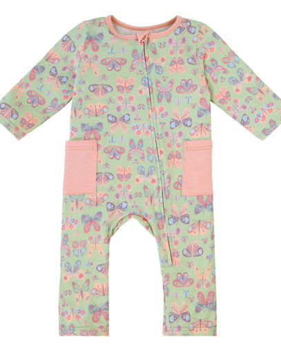 baby long sleeve everyday romper in boho butterfly|boho-butterflies