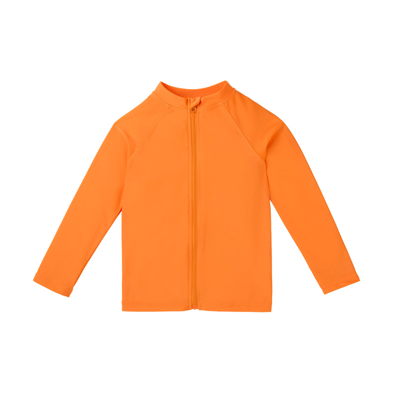 kids full zip long sleeve rashguard in orange|orange