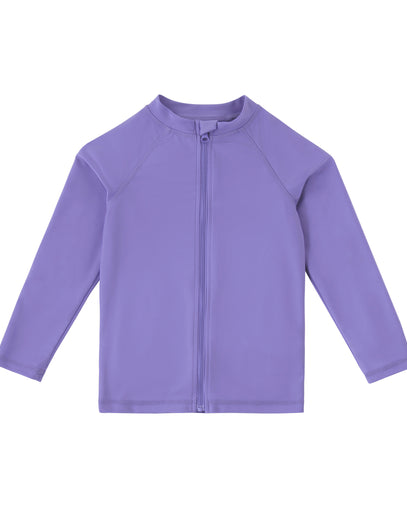 baby long sleeve full zip swim rashguard in periwinkle|periwinkle