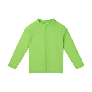 kids full zip long sleeve rashguard in summer green|summer-green
