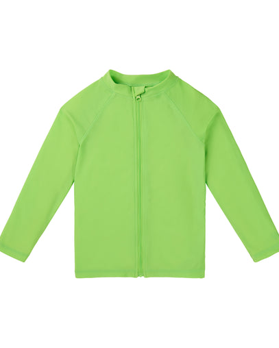 kids full zip long sleeve rashguard in summer green|summer-green