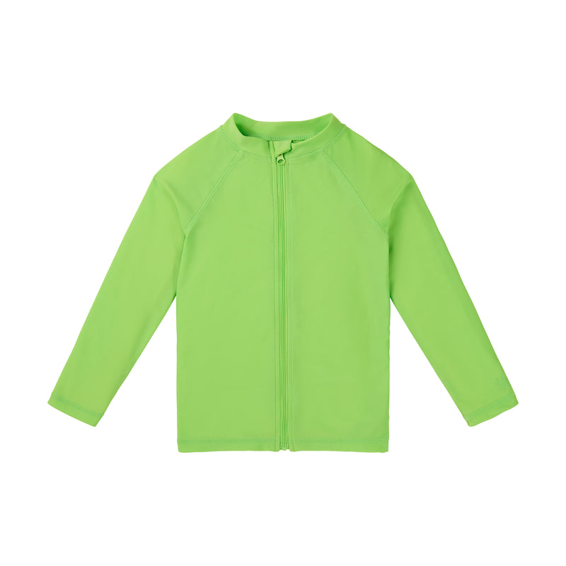 kids full zip long sleeve rashguard in summer green|summer-green