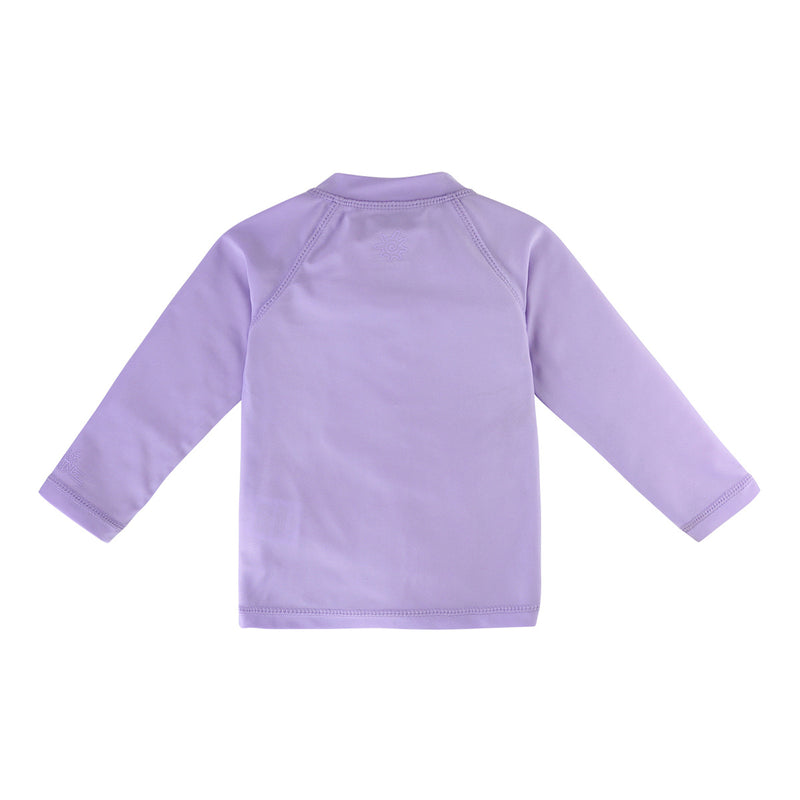 Back of the Baby Full Zip Rash Guard in Lavender|lavender