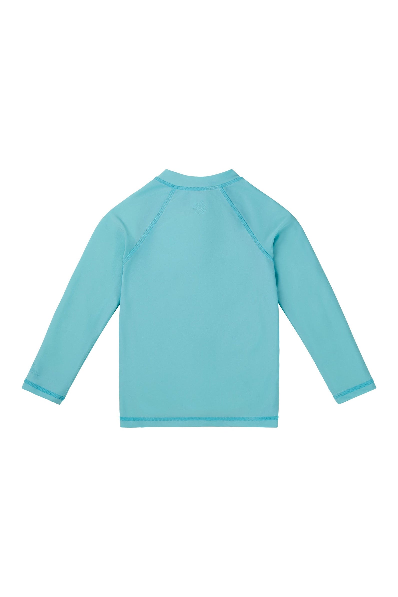 back view of kids full zip long sleeve rashguard in skyline|skyline