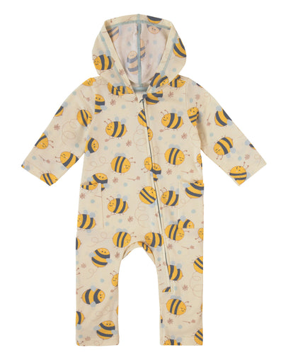 baby long sleeve everyday hooded romper in happy hive|happy-hive