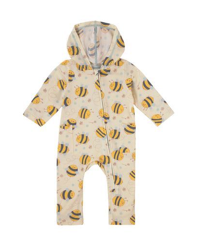 baby long sleeve everyday hooded romper in happy hive|happy-hive