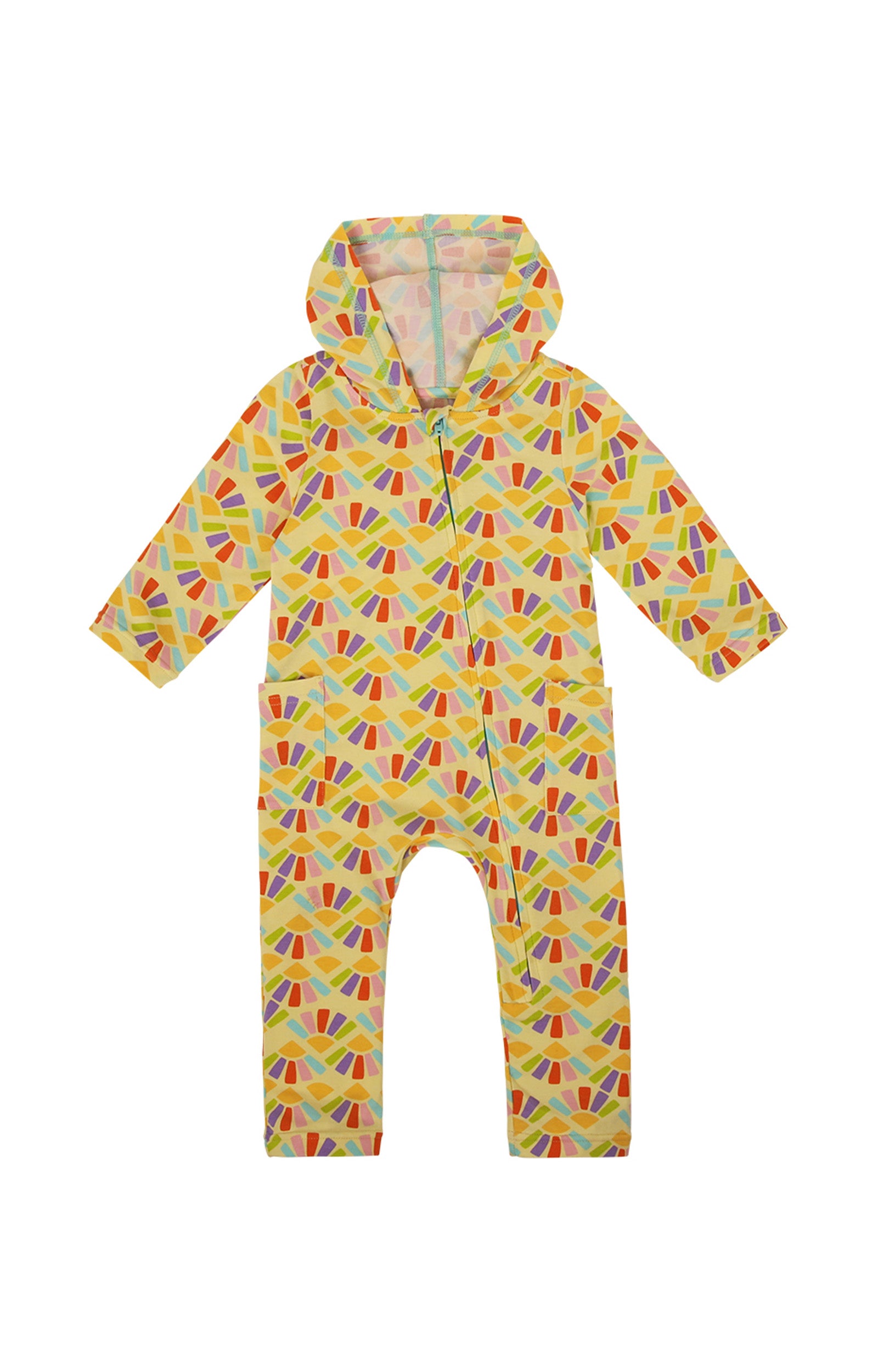 baby hooded everyday romper in radiant rays|radiant-rays