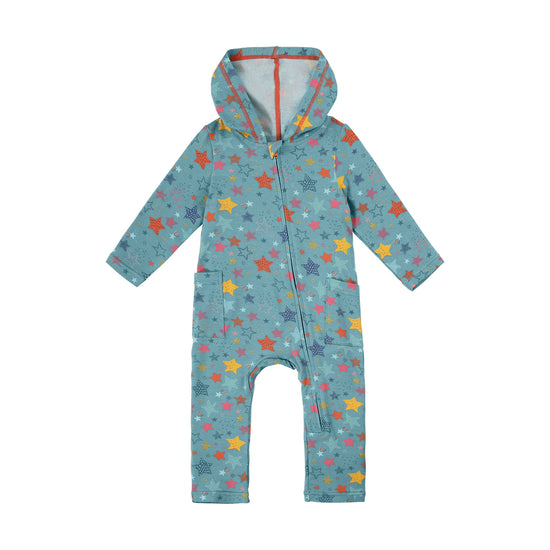 baby hooded everyday romper in scribble stars|scribble-stars