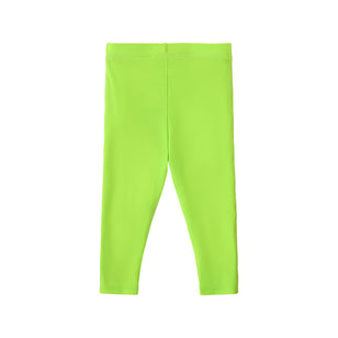 back view of baby neon swim leggingz in neon green|neon-green