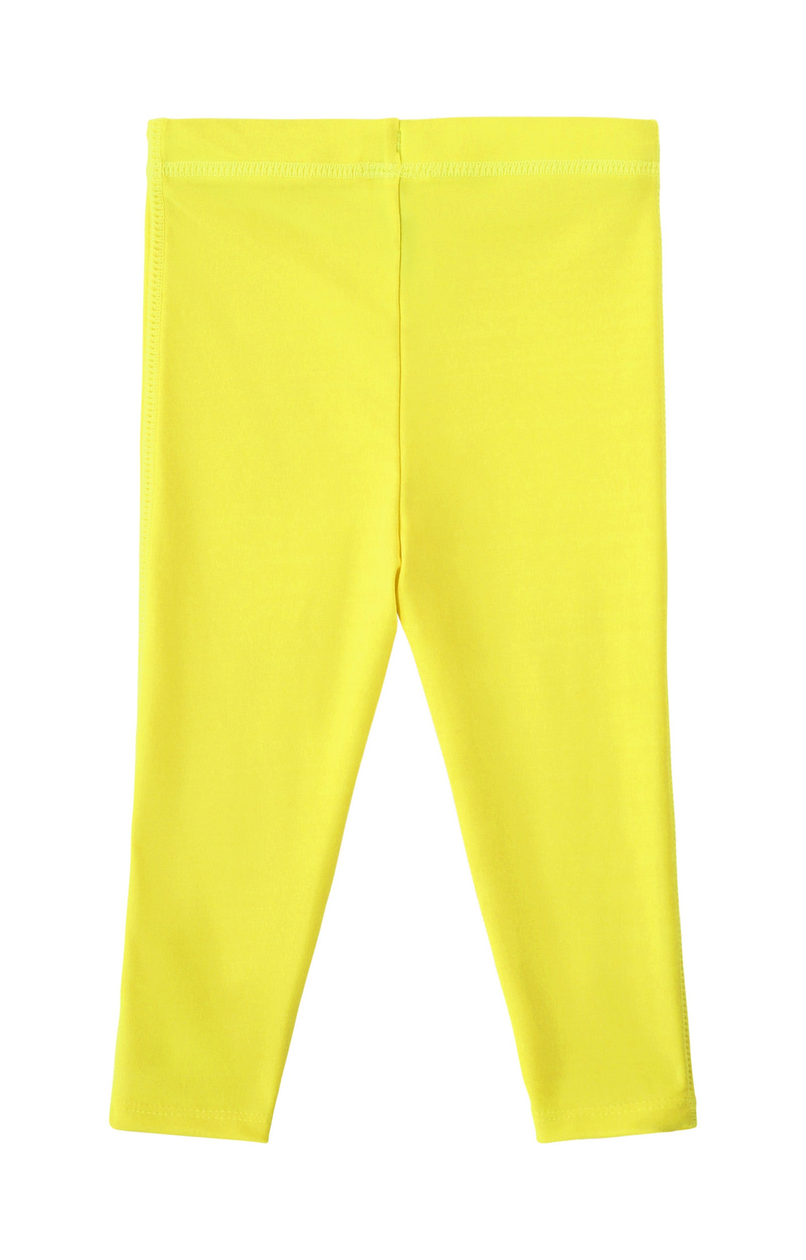 back view of baby neon swim leggingz in neon yellow|neon-yellow