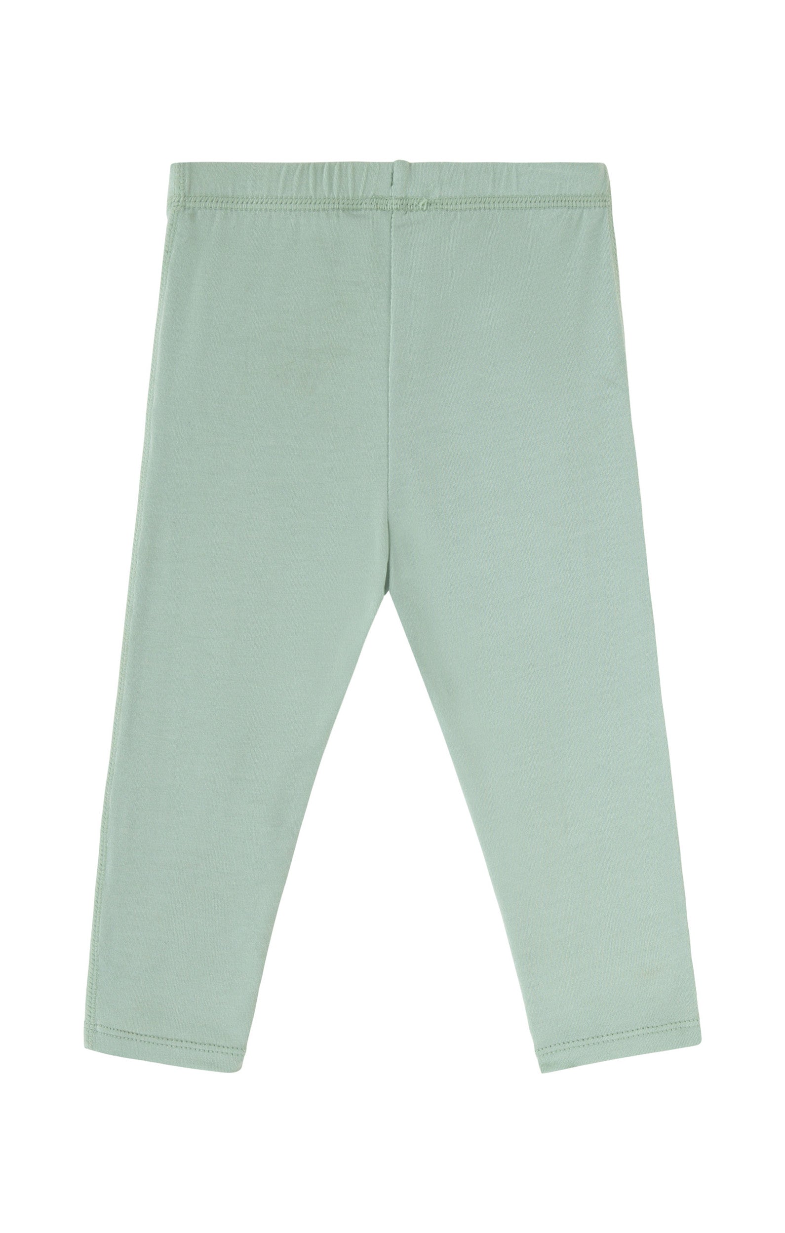 back view of baby everyday play leggingz in frosty green|frosty-green