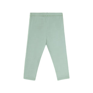 back view of baby everyday play leggingz in frosty green|frosty-green