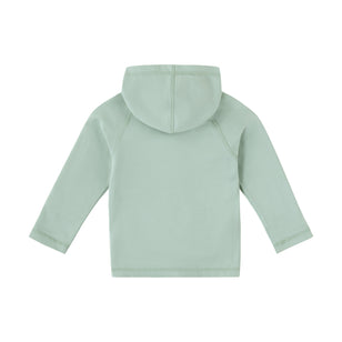 back view of baby everyday hooded zip up in frosty green|frosty-green
