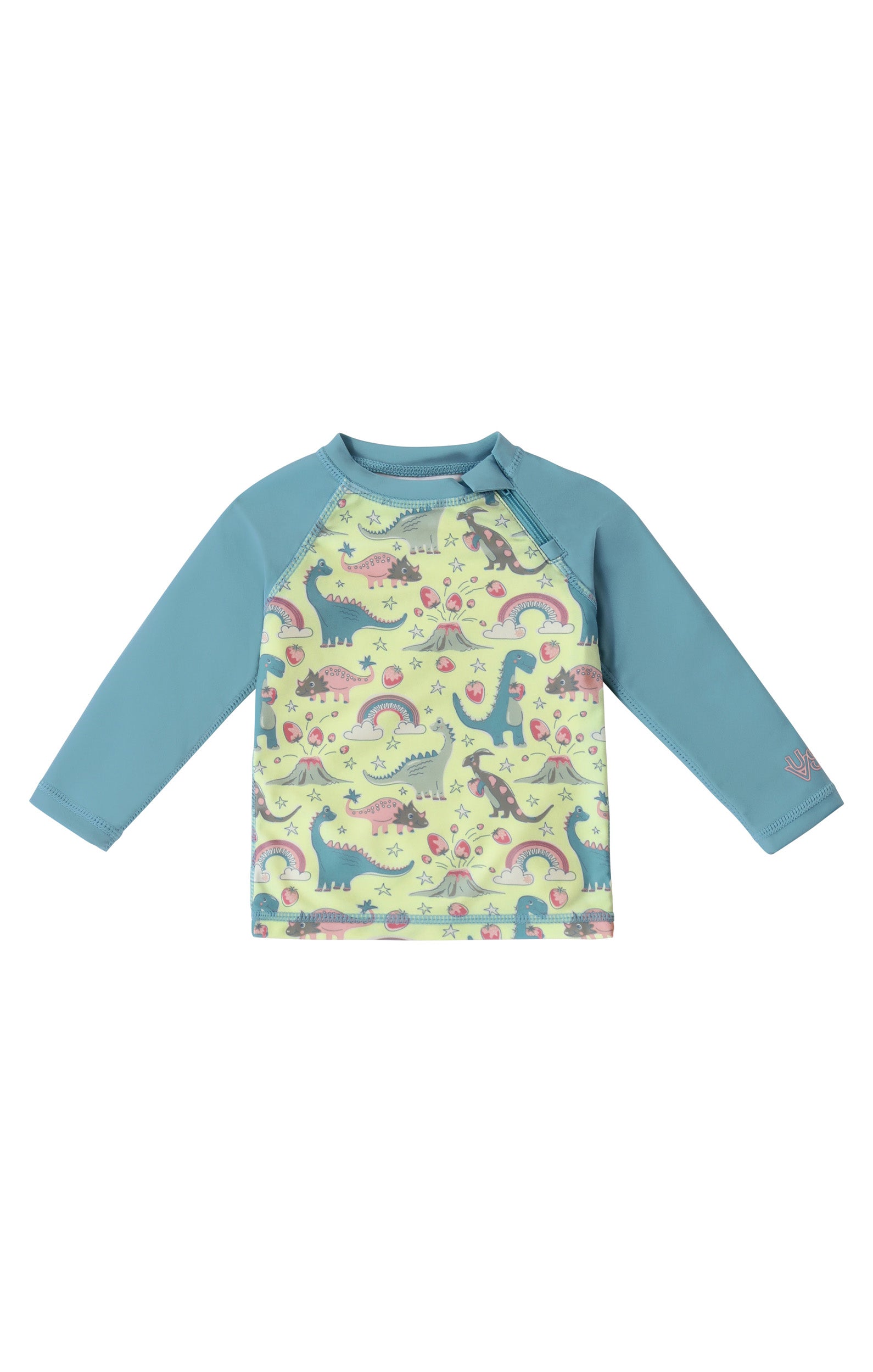 baby zippy long sleeve swim shirt in dino berry|dino-berry