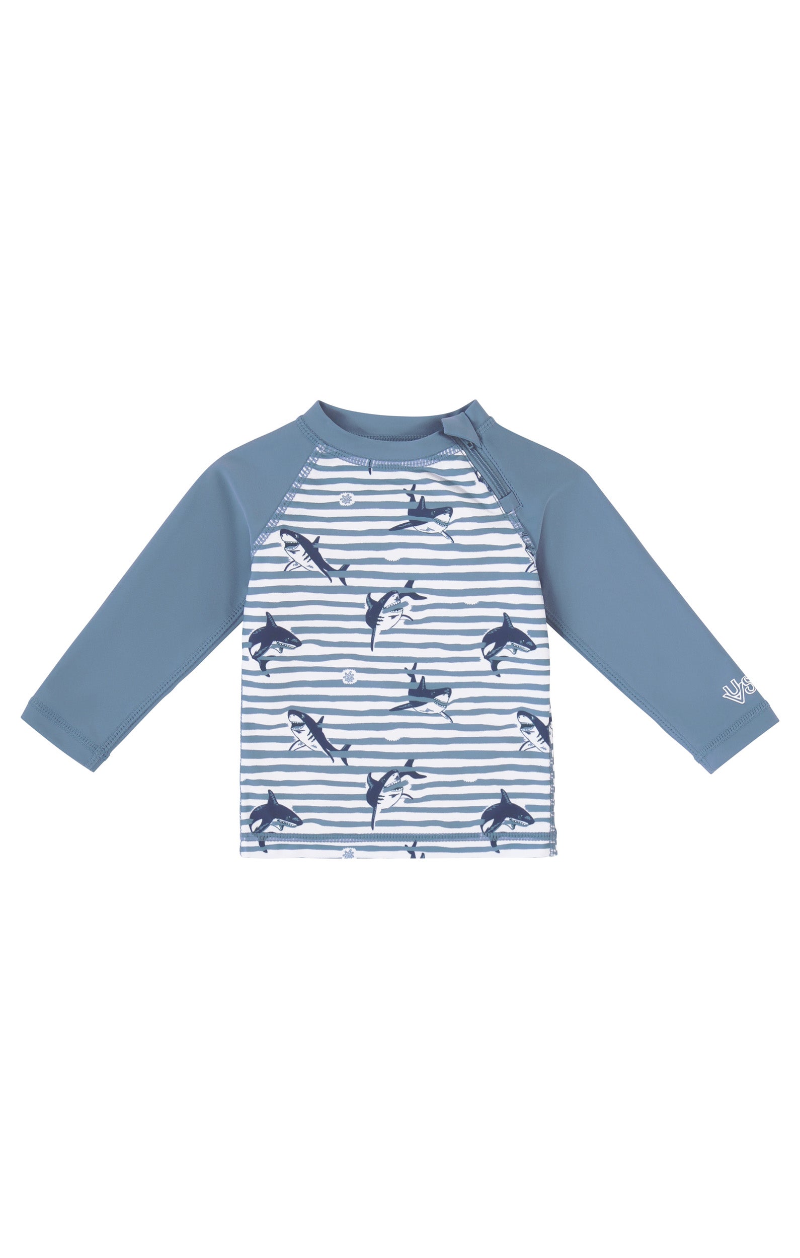 baby zippy long sleeve swim shirt in shark stripe|shark-stripe