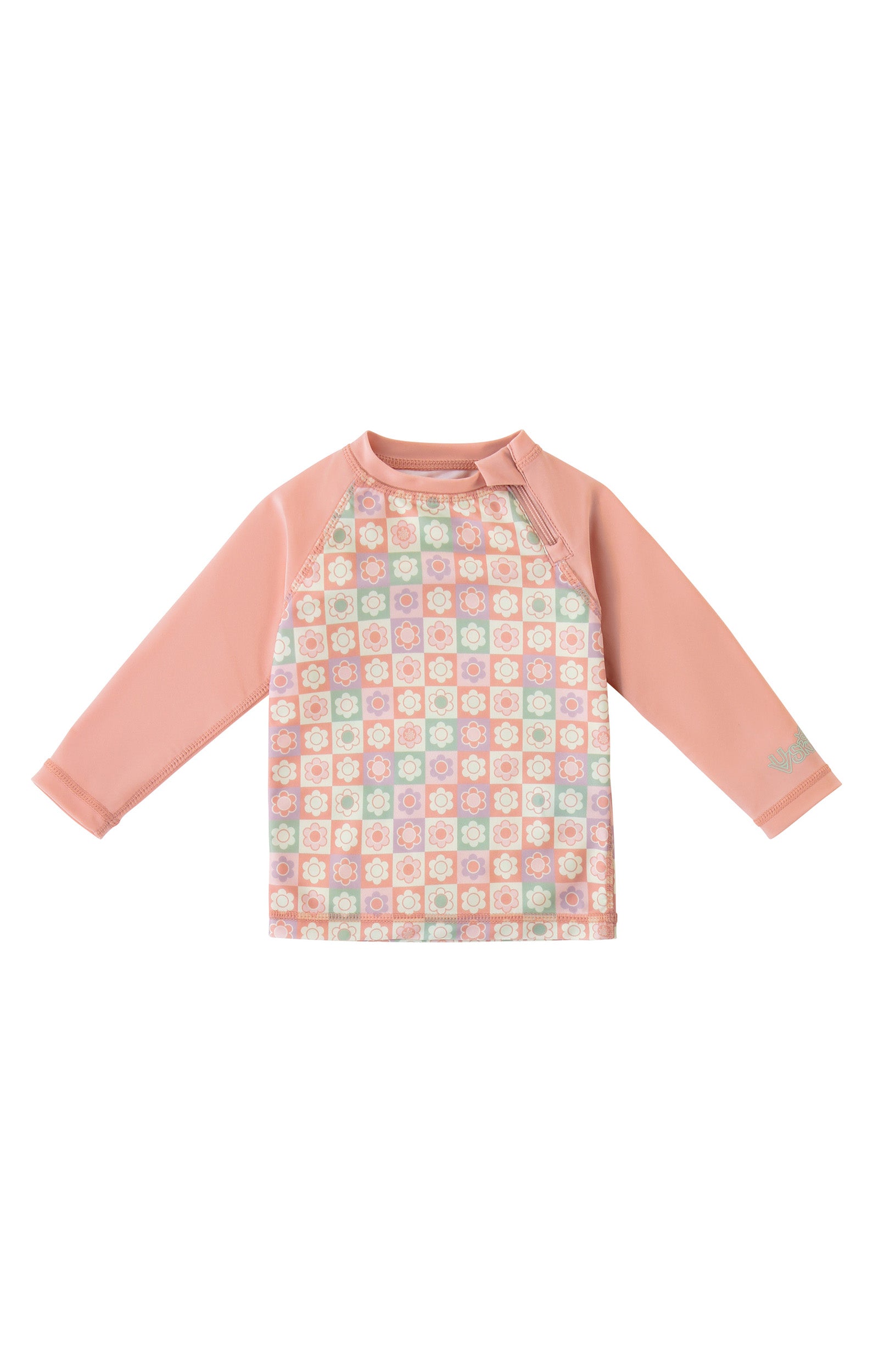 baby zippy long sleeve swim shirt in tiled flowers|tiled-flowers