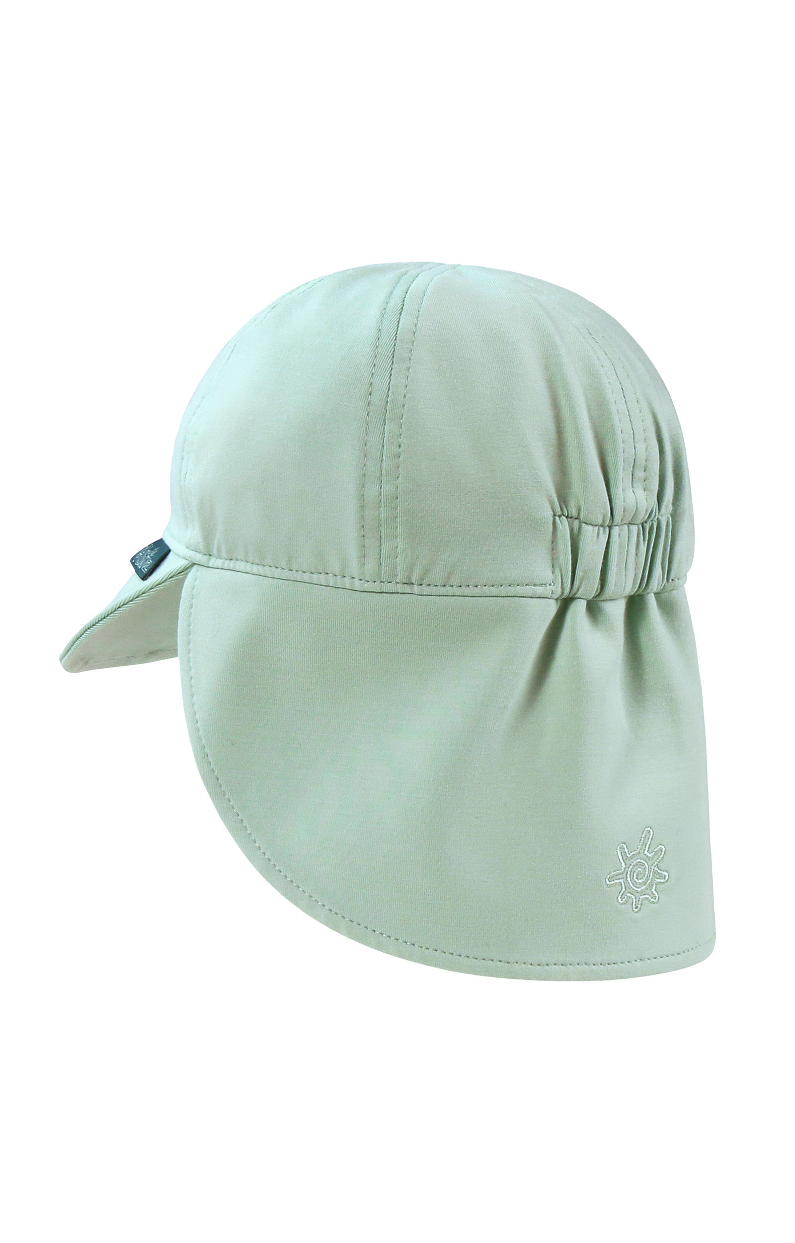 back view of baby boys everyday flap hat in dewdrop|dewdrop