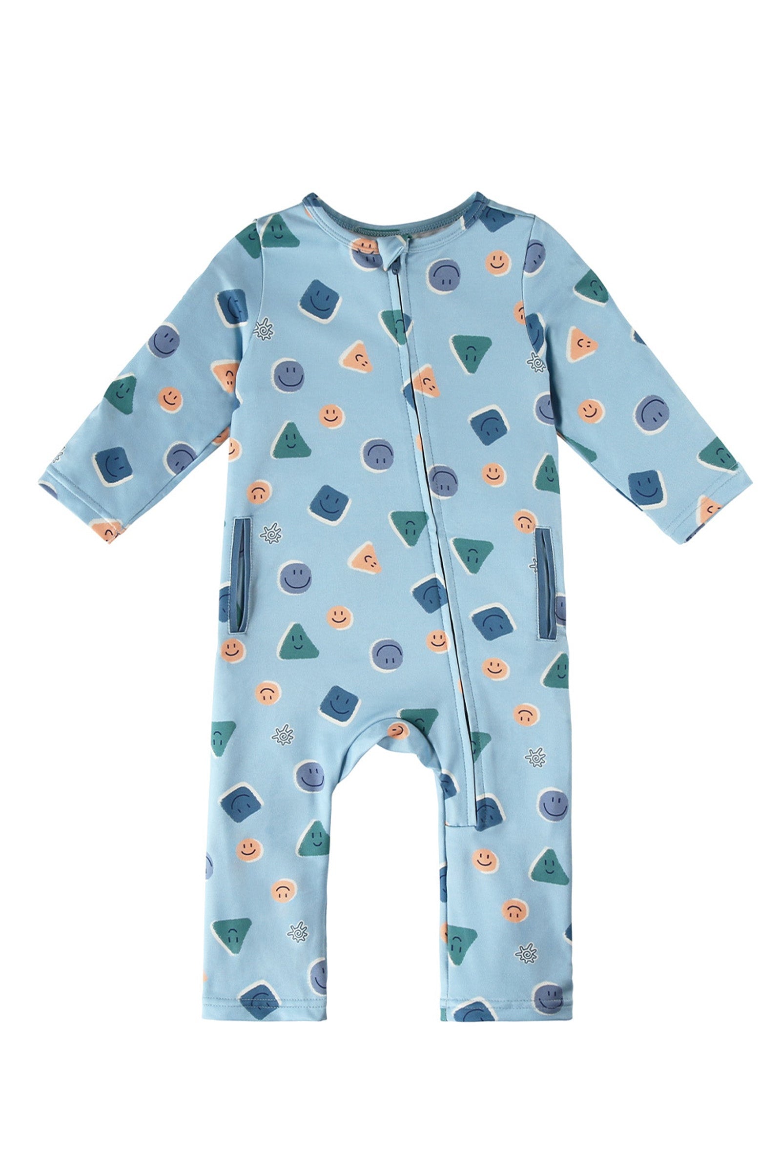 baby active fleece romper in smiley pals|smiley-pals