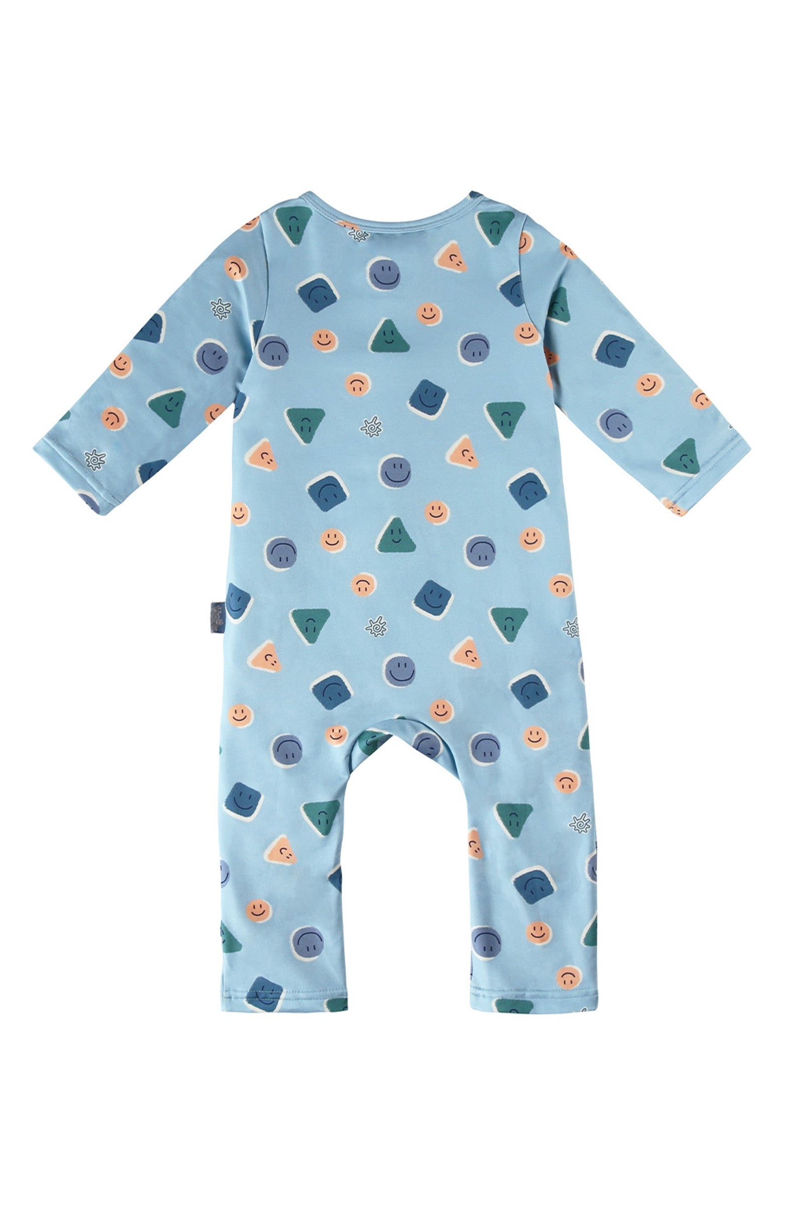 back view of baby active fleece romper in smiley pals|smiley-pals