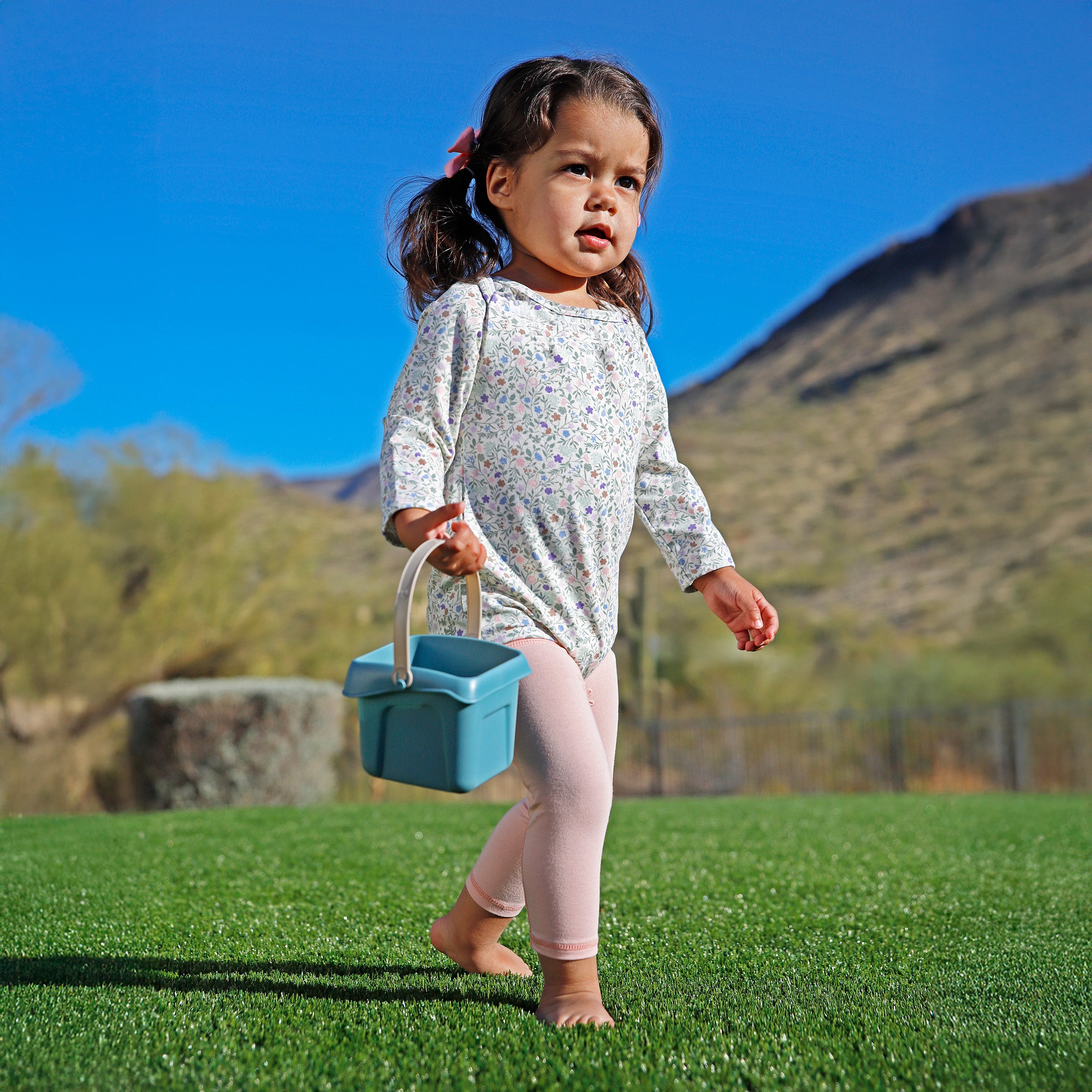 baby playing in bamboo sun legz|dusty-pink