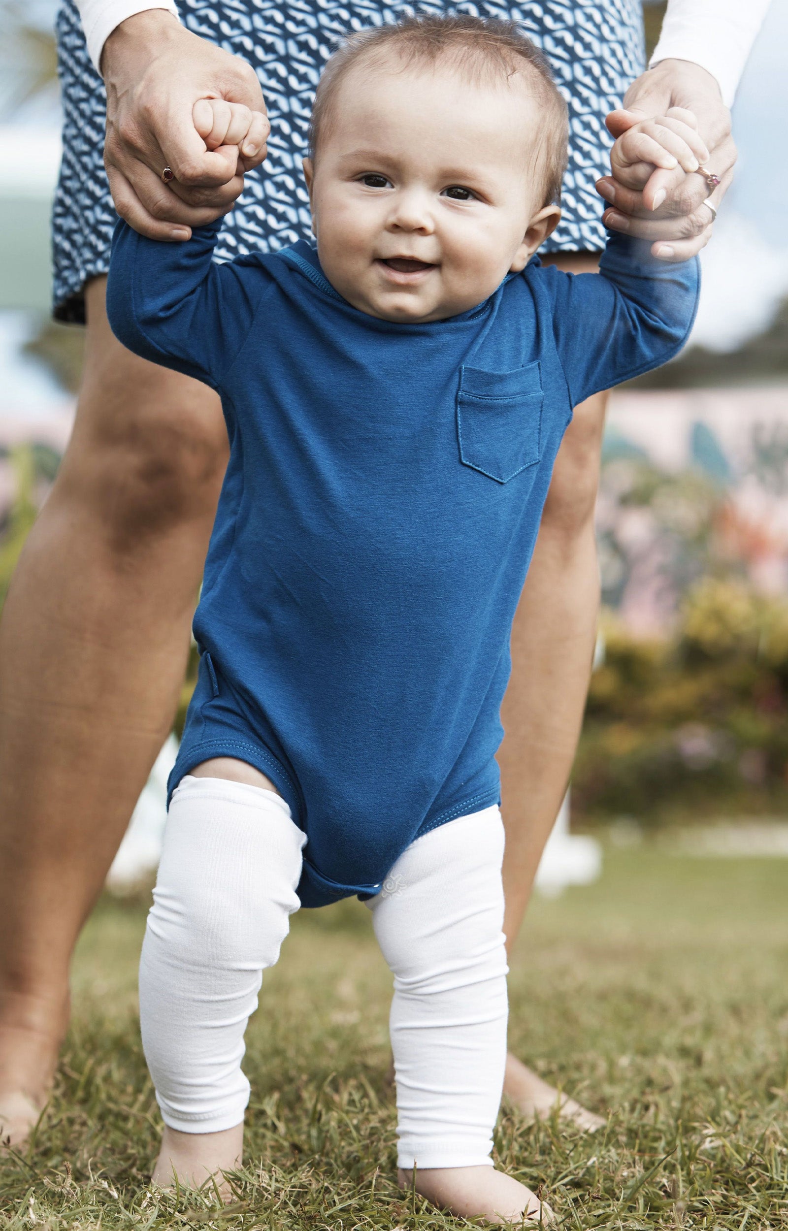 Baby Boy in Baby Bamboo Sun Legz™ in White|white
