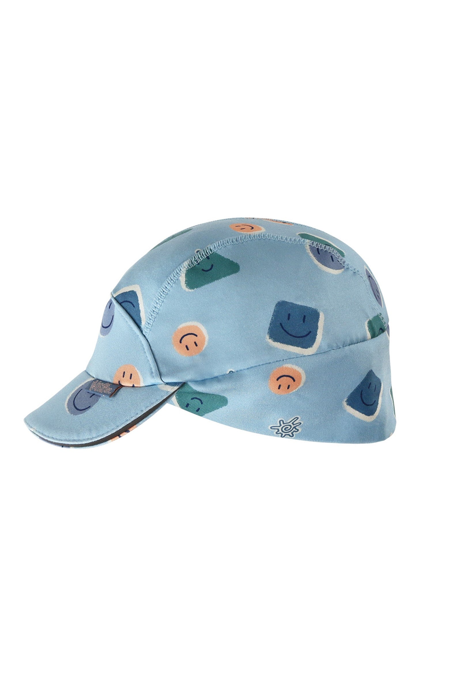side view of baby active fleece hat in smiley pals|smiley-pals